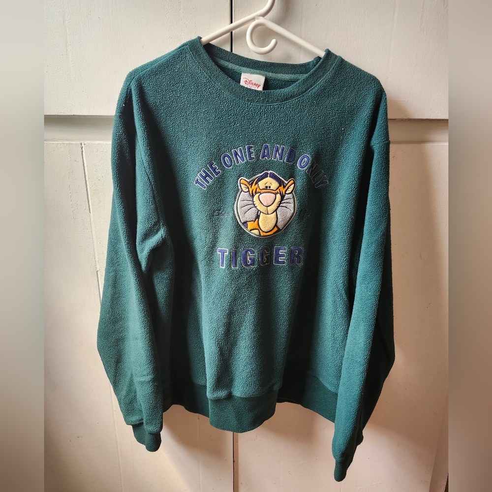 Disney Tigger Forrest Green Pullover Sweater LG